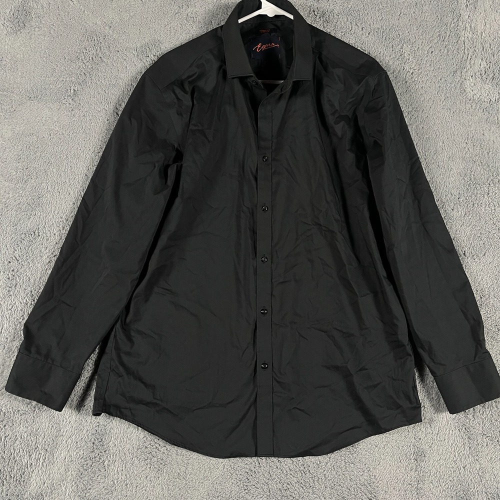 Egara Dress Shirt Mens 16.5 Black Skinny Fit Stretch Professional Office Career